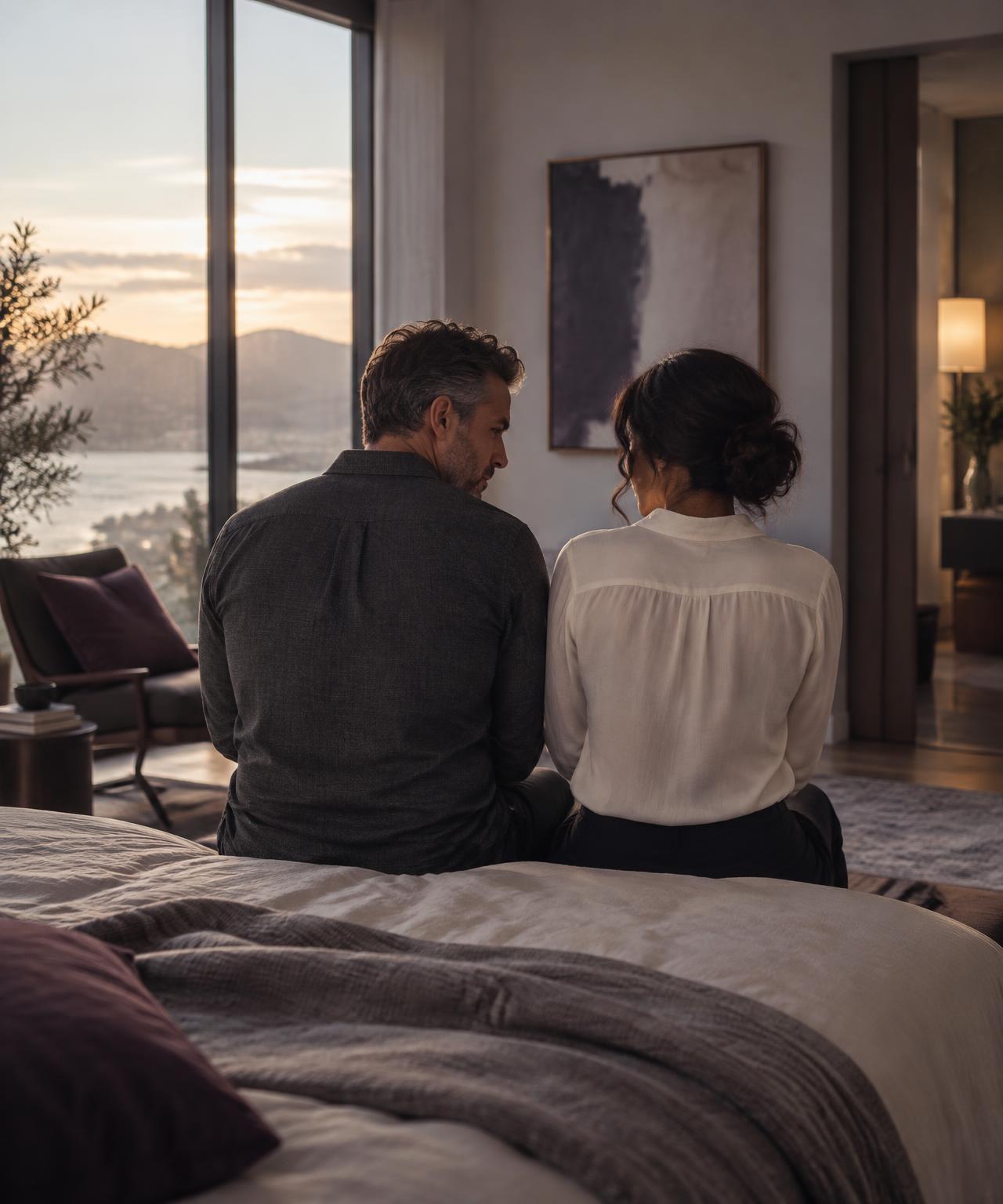 A couple sharing a quiet moment at home